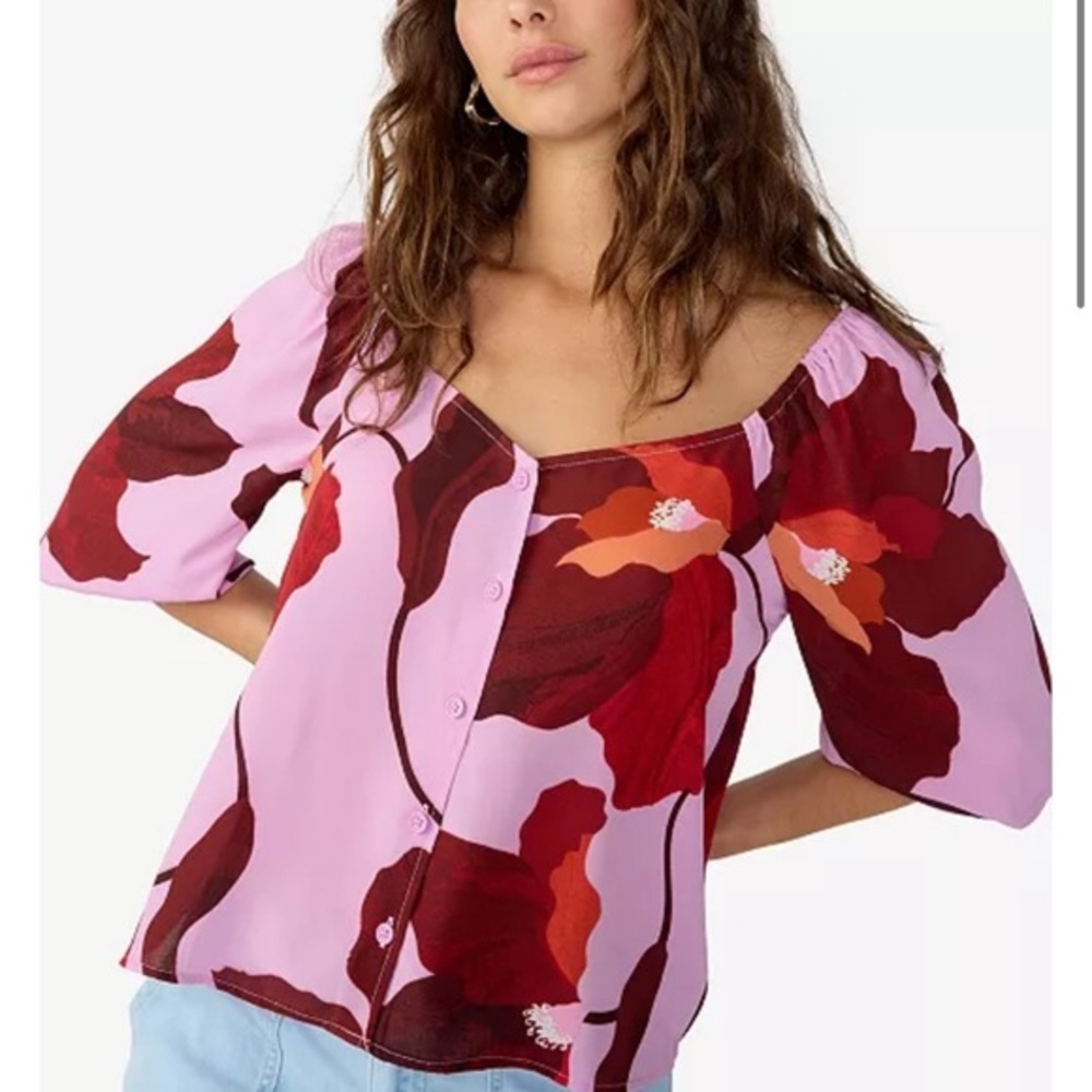 Sanctuary Pink and Red Floral Blouse Size XS